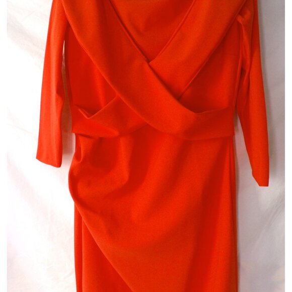 🆕CHIARA BONI Suli Wrap Front Pleated Sheath Dress 16 Orange - Picture 11 of 13